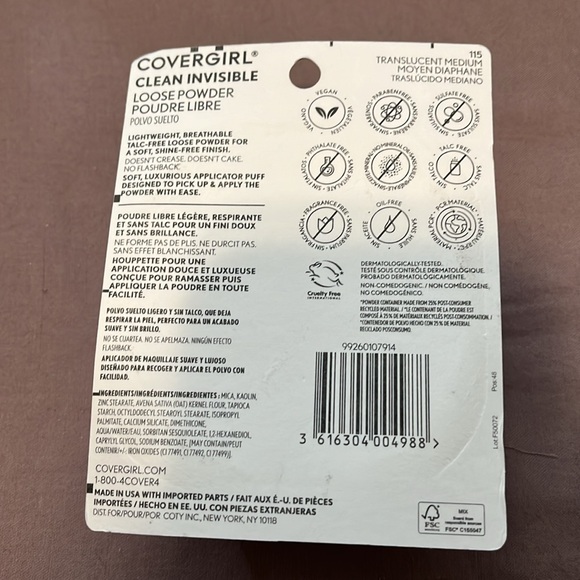 NWT Covergirl Clean Loose Powder 115 Translucent Medium - Picture 2 of 5